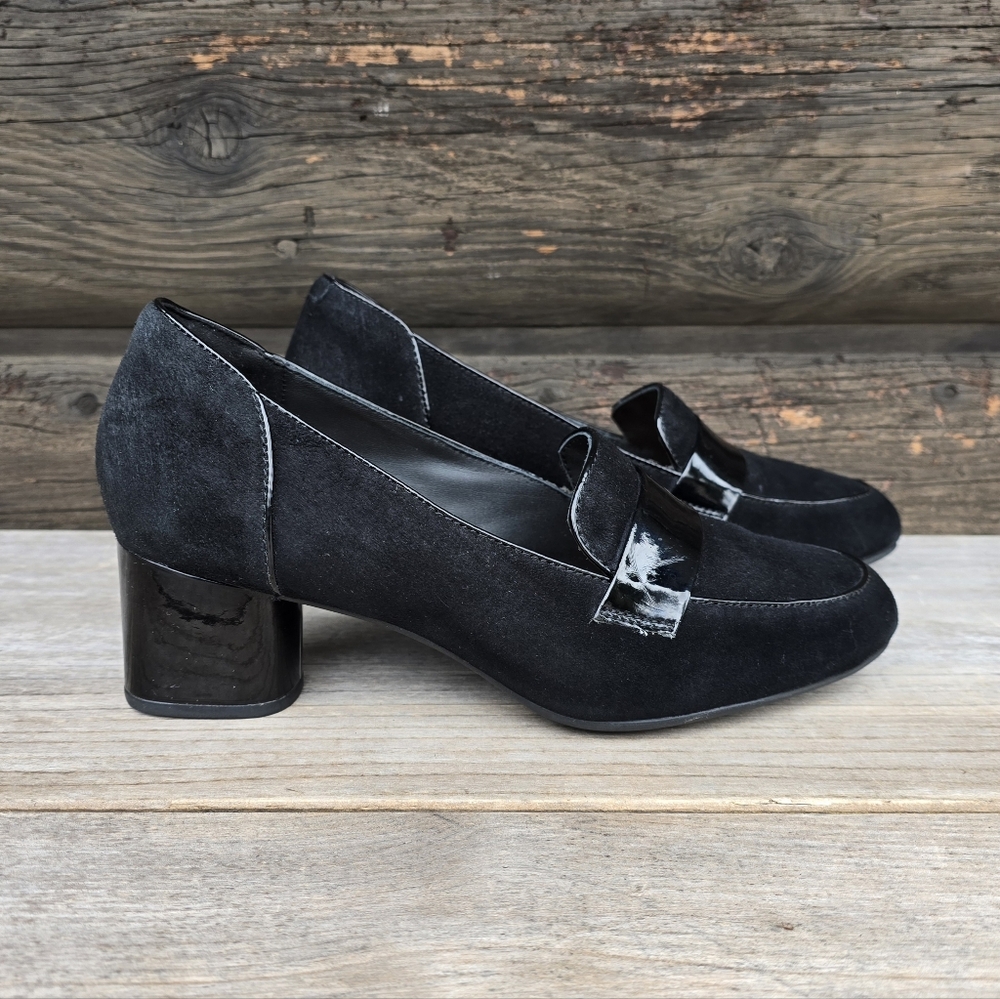 Clarks Un Cosmo Way Modern Preppy Minimalist Block Heel Comfort Loafer Pump 9M - Picture 3 of 15